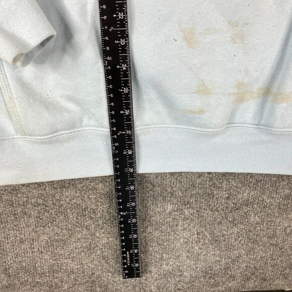 Carhartt Hoodie Mens Size L Light Blue Loose Fit Pullover Workwear Logo Sleeve - Picture 4 of 8